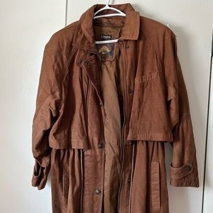 Adventure Bound Brown Leather Trench Coat